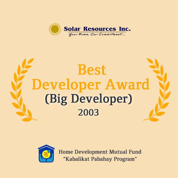 Best Developer Awardee 2003